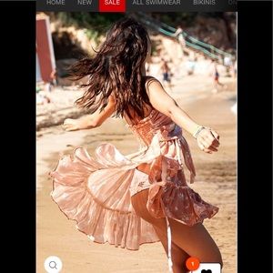 Agua Bendita REVOLVE Mauve Floral Print Manila bandeau Knot Boho mini dress S